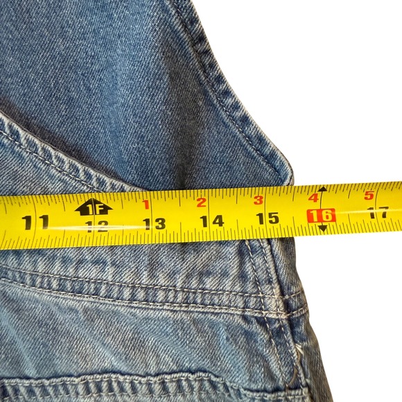 Free People Denim Overall Mini Dress Raw Hem Women's Size 4‎ - Picture 5 of 6